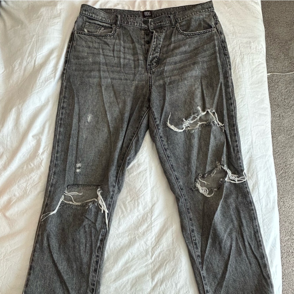 BDG Slim Straight Gray Distressed Jeans